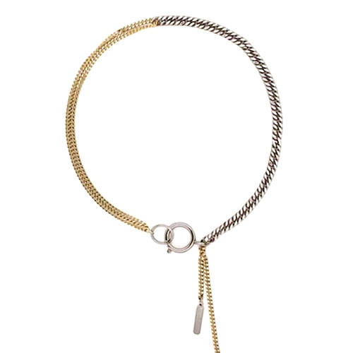 Urban chic design silver and gold two tone chain choker necklace for women